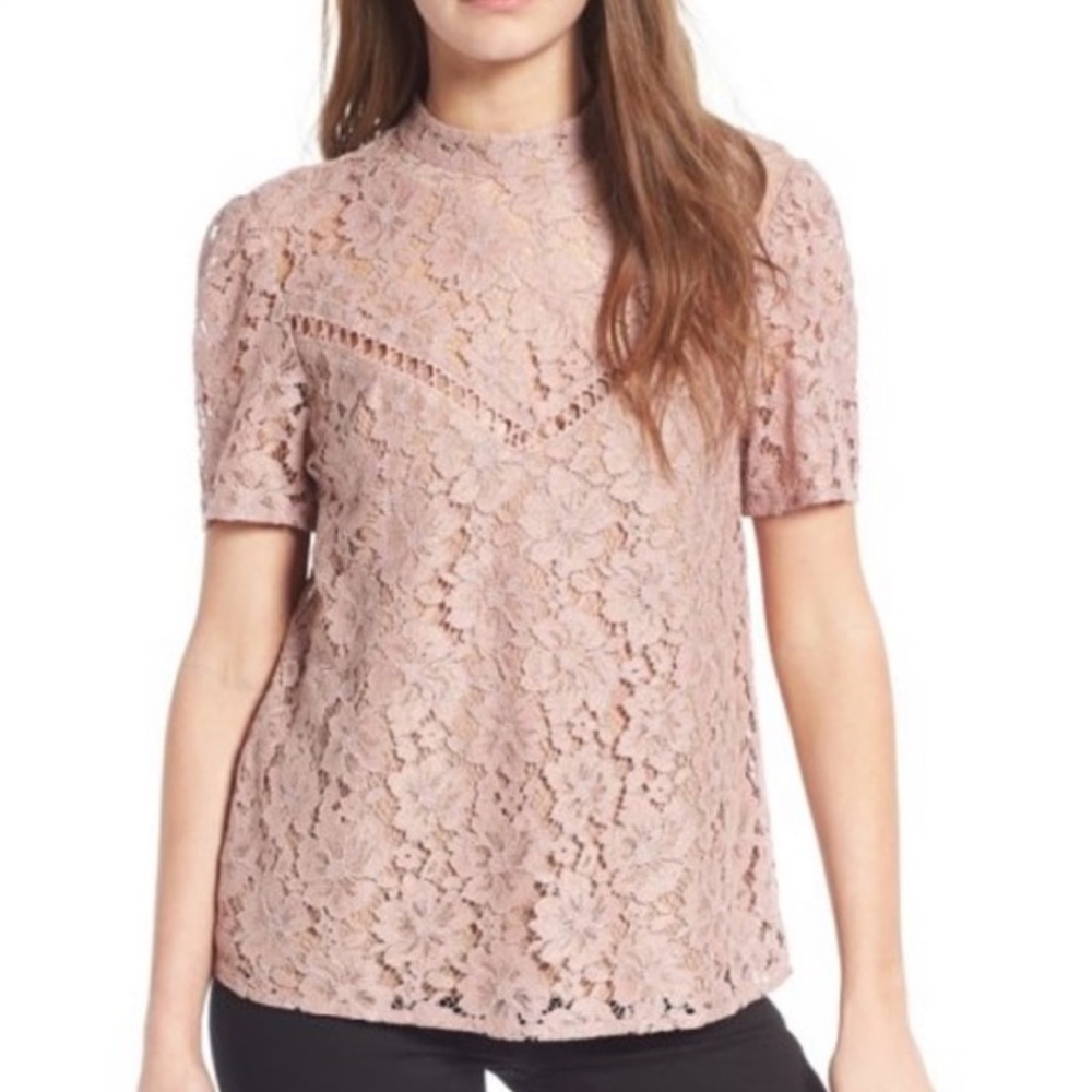 Wayf Elegant Lace Top in Blush Pink Nude - Picture 3 of 12